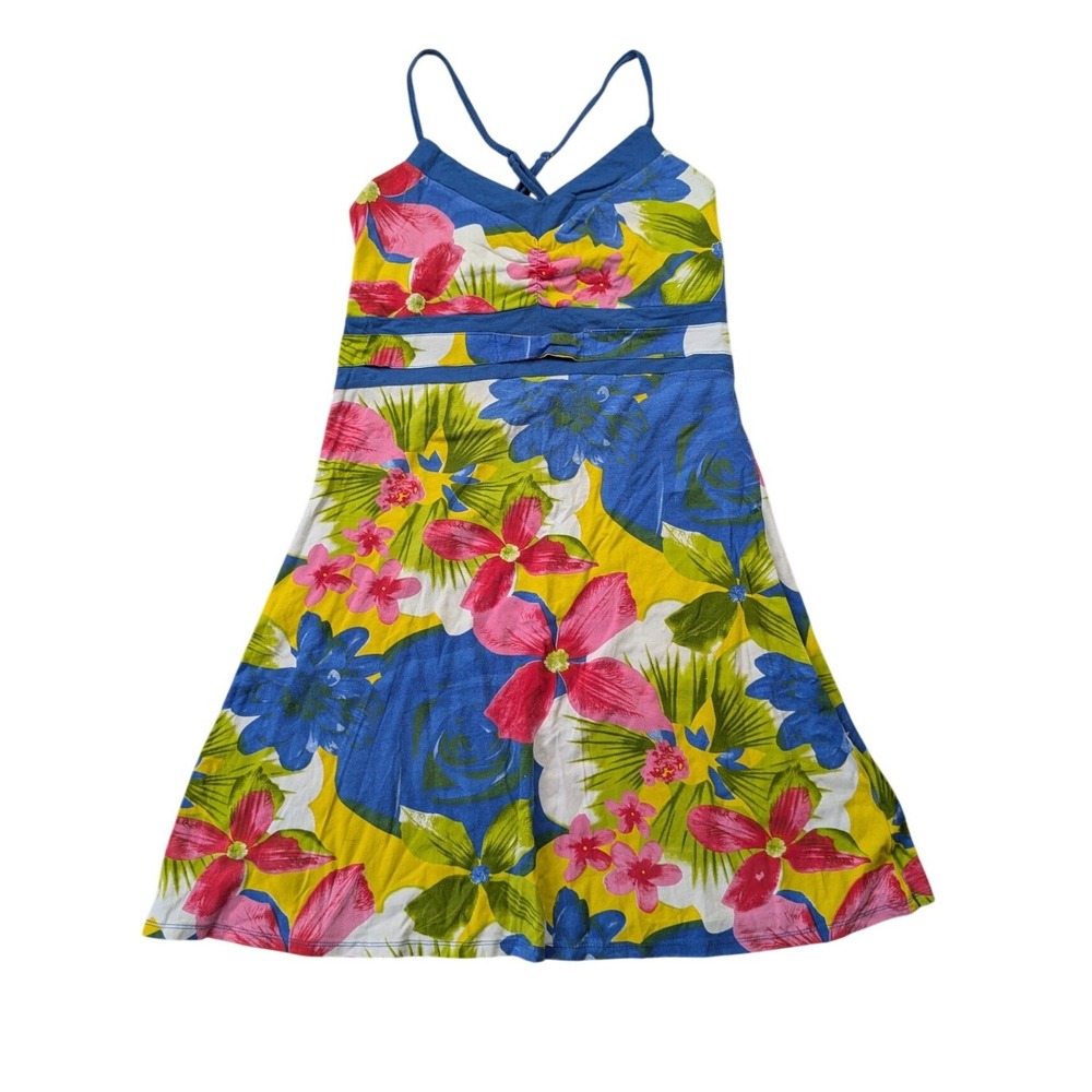 Tom & Tom Collection Tropical Floral Empire Waist Sundress Yellow Blue S/M